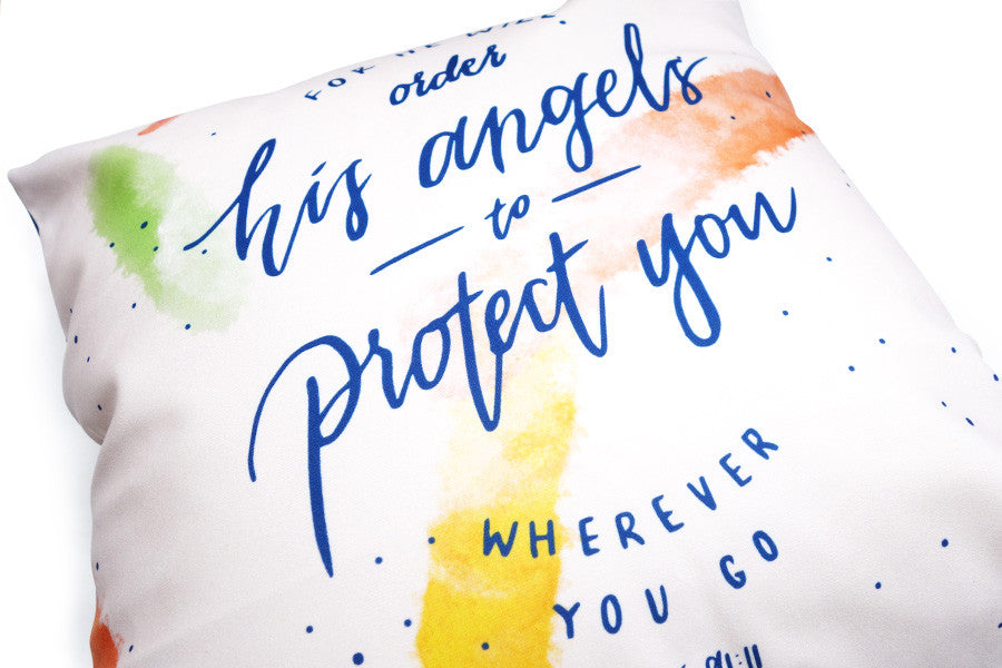 Angels Protect {Cushion Cover} - Cushion Covers by The Commandment Co, The Commandment Co , Singapore Christian gifts shop