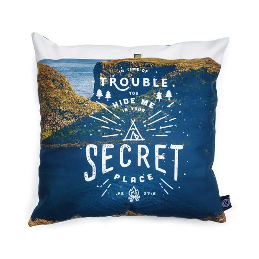 Premium 45cmx45cm pillow cover made of thick super soft velvet,  lighthouse designs. With hidden zip feature. Features verse ‘Hide me in your secret place’. 