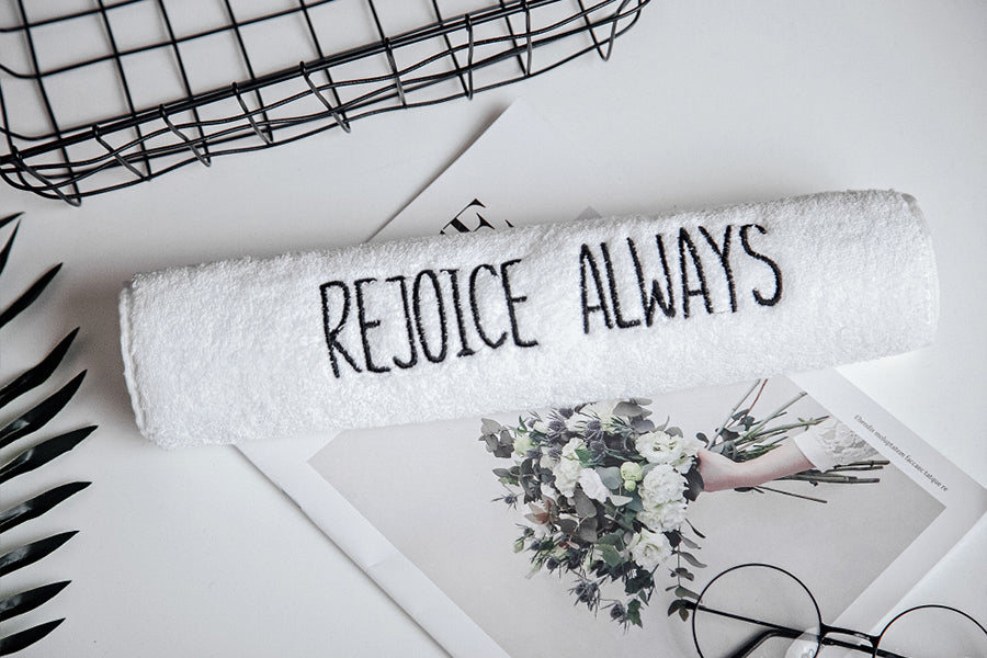Rejoice Always {Towel} - towel by The Commandment Co, The Commandment Co , Singapore Christian gifts shop