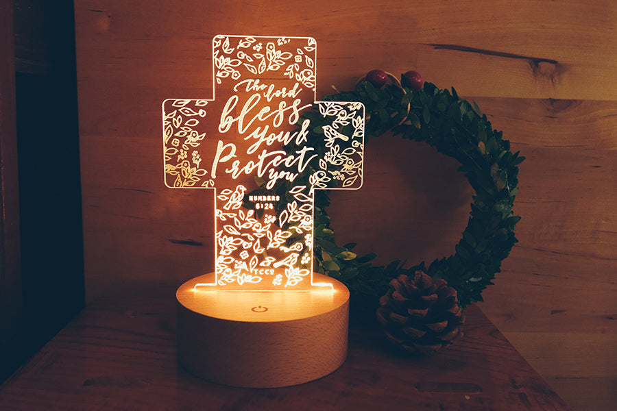 Christian night light example showing an alternative Bible verse design
