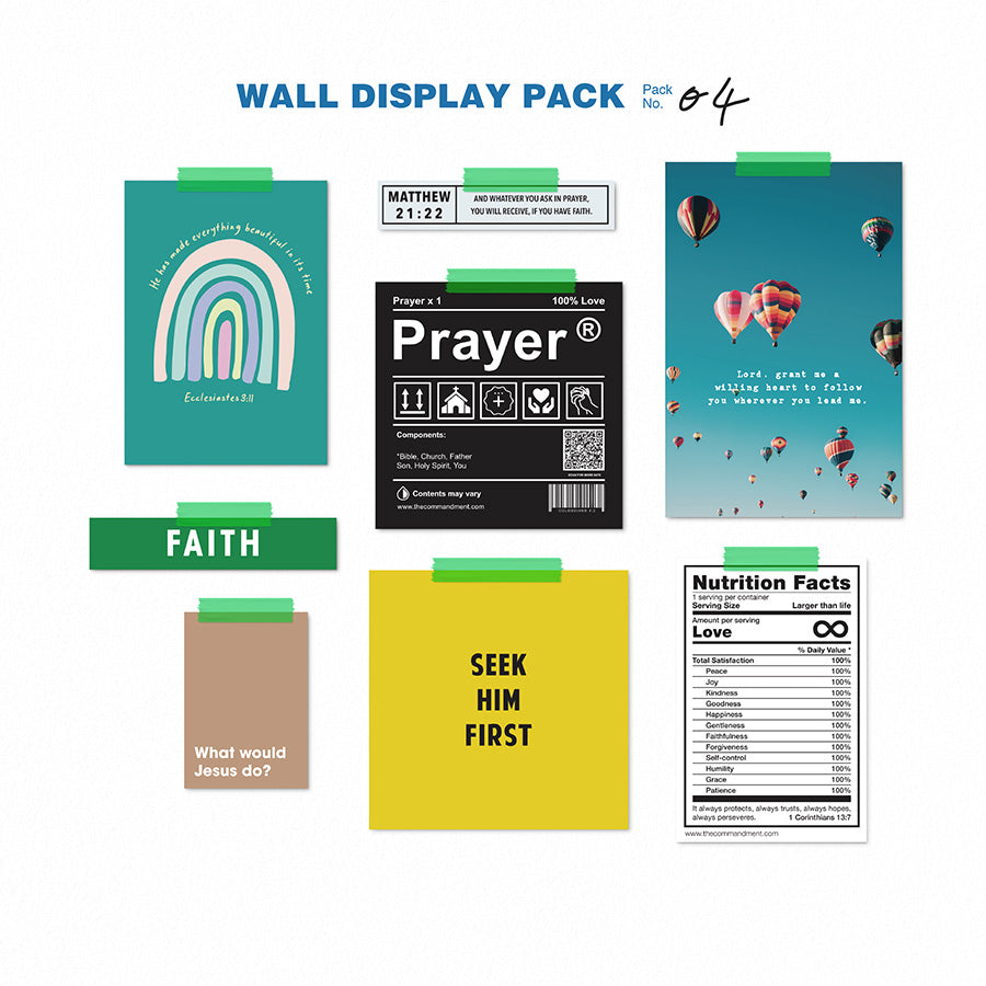 Faith-inspired Wall Display Pack cards for decorating everyday spaces.