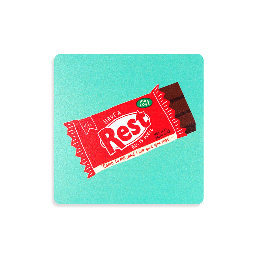 Rest Chocolate Bar | Coasters {LOVE SUPERMARKET} - coasters by The Commandment Co, The Commandment Co , Singapore Christian gifts shop