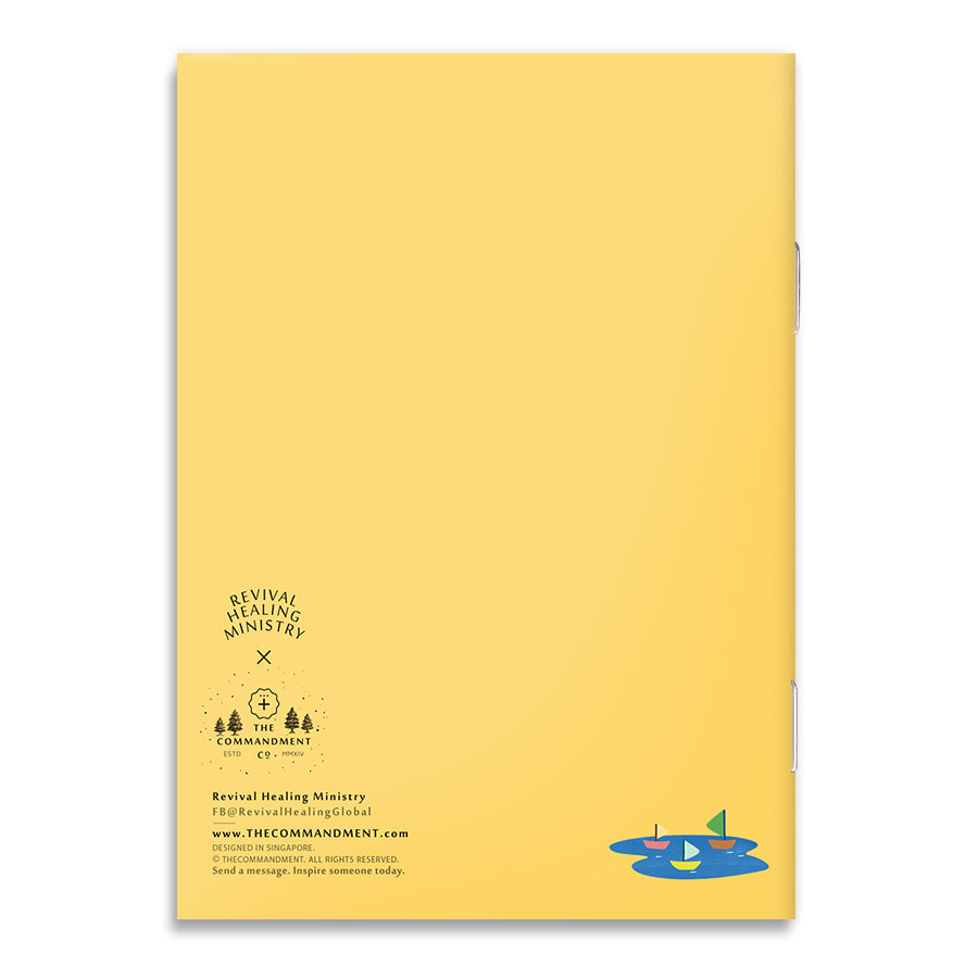 Back cover of the Come To Me and I Will Give You Rest A6 Christian notebook.