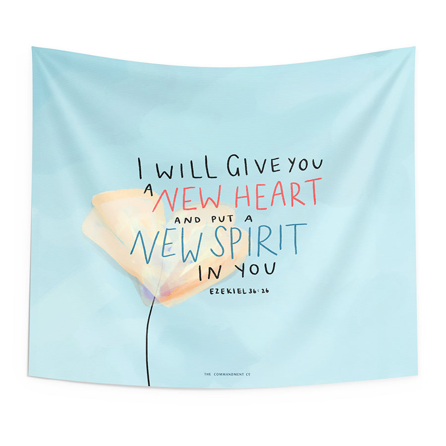 New Heart New Spirit {Wall Tapestry} - Wall Tapestry by The Commandment Co, The Commandment Co , Singapore Christian gifts shop