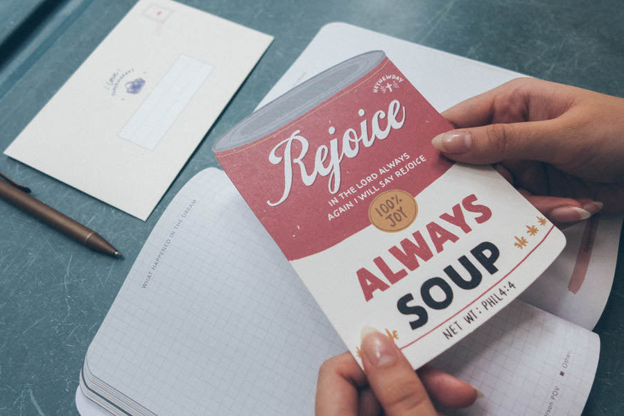 Rejoice Always Soup {LOVE SUPERMARKET Card} - Cards by The Commandment Co, The Commandment Co , Singapore Christian gifts shop