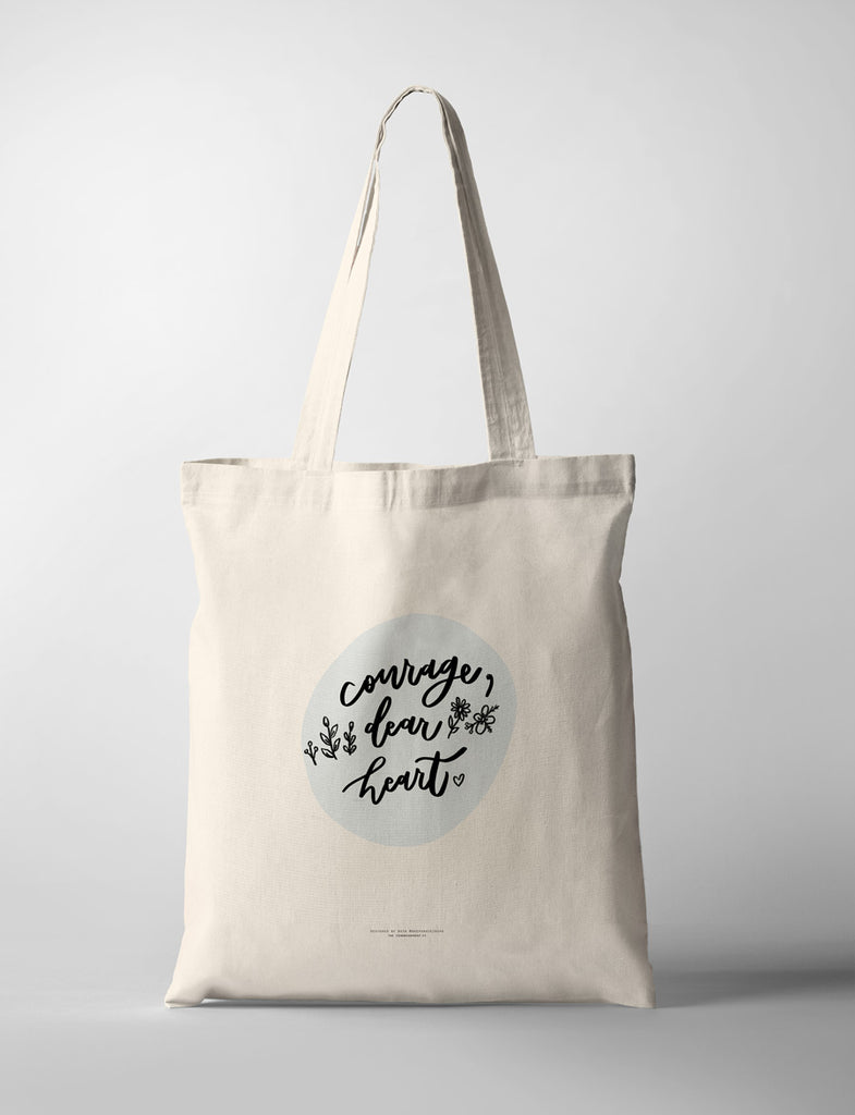Courage Dear Heart {Tote Bag} - tote bag by Deep Grace Inspo, The Commandment Co