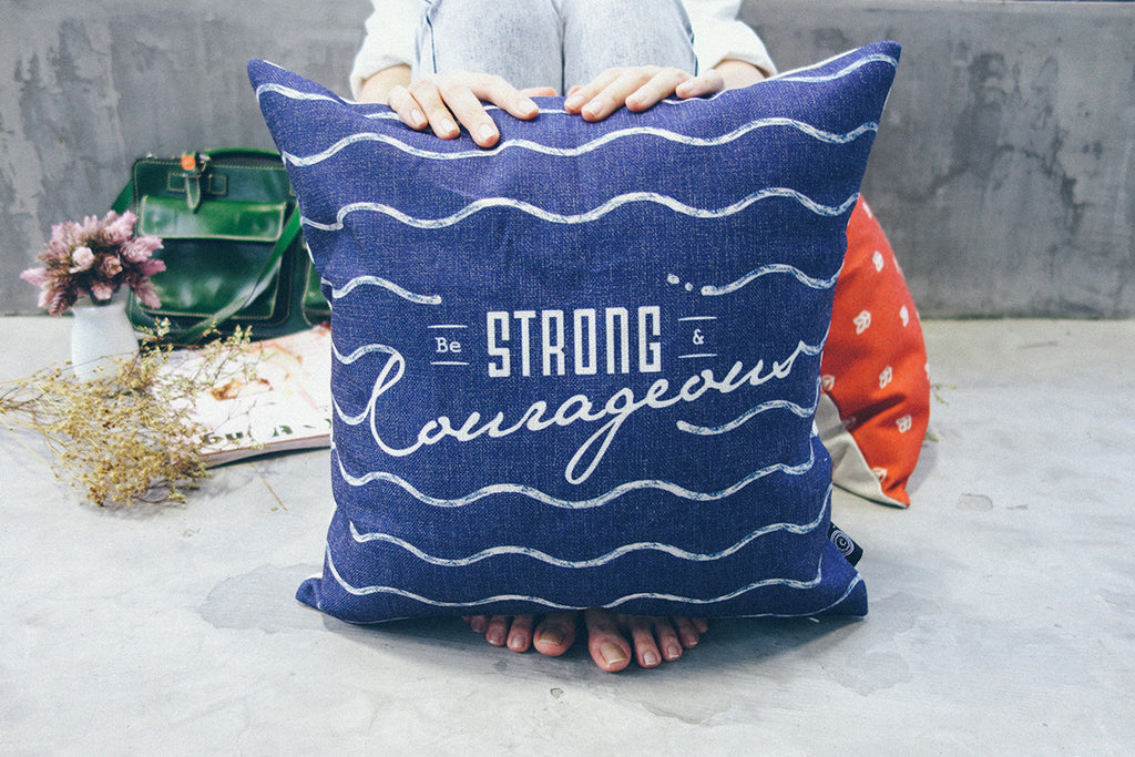 Strong & Courageous {Cushion Cover} - Cushion Covers by The Commandment, The Commandment Co , Singapore Christian gifts shop