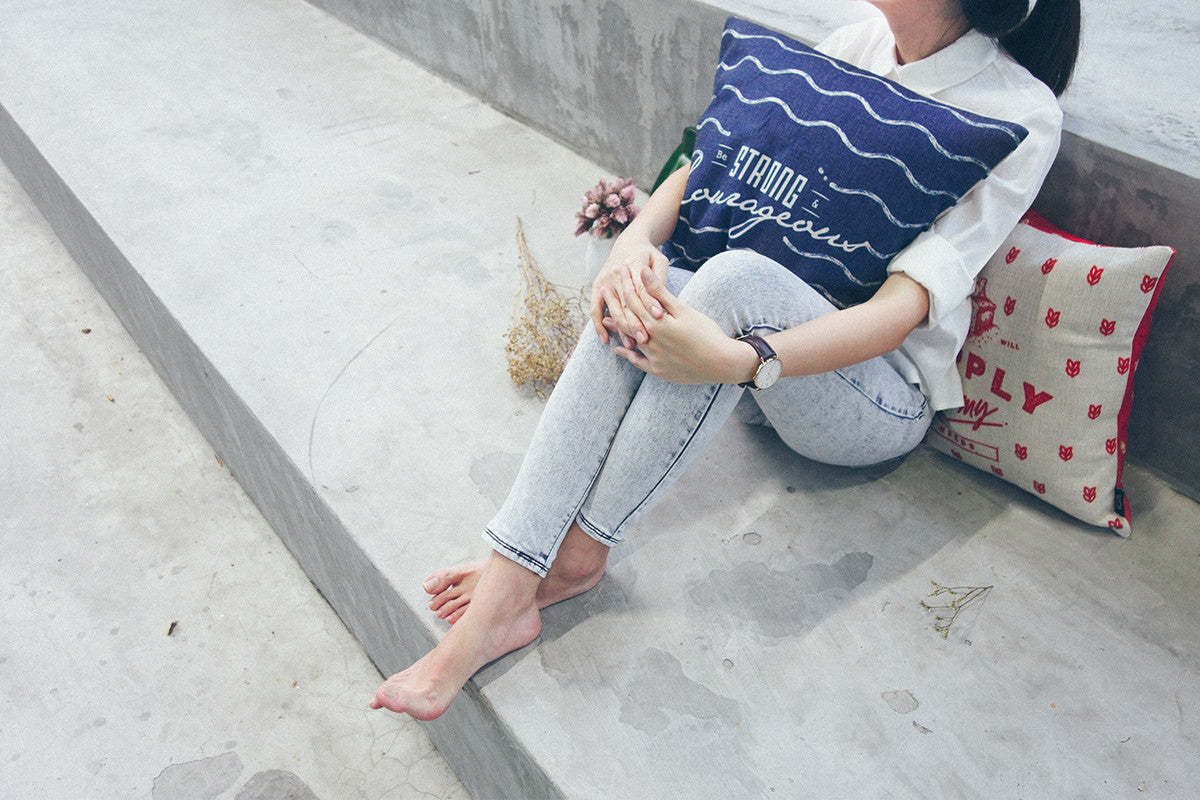 Strong & Courageous {Cushion Cover} - Cushion Covers by The Commandment, The Commandment Co , Singapore Christian gifts shop