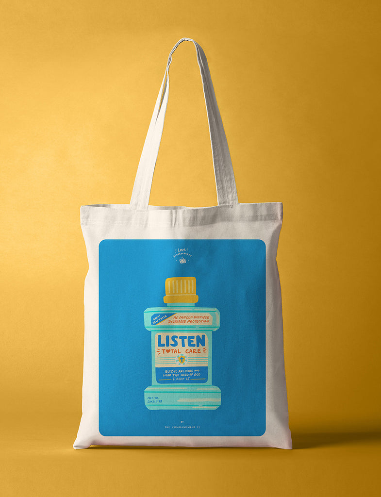 Listen Total Care Mouth Wash {Tote Bag} - tote bag by The Commandment, The Commandment Co , Singapore Christian gifts shop