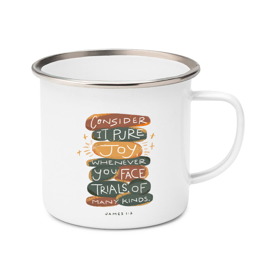 James 1:2 Consider it pure joy whenever you face trail of many kinds mug design
