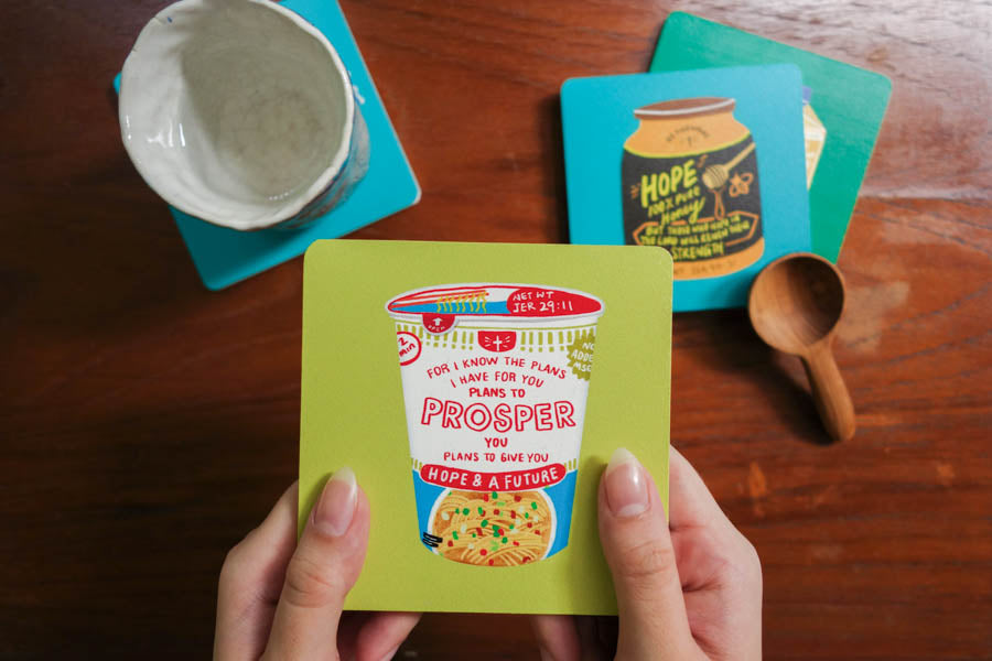 Prosper Cup Noodle | Coasters {LOVE SUPERMARKET} - coasters by The Commandment Co, The Commandment Co , Singapore Christian gifts shop
