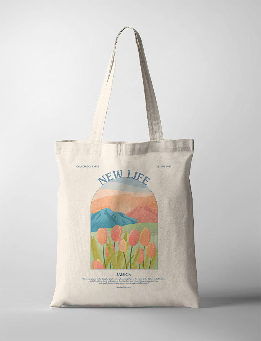 New Creation New Life New Spirit Baptism Tote Bag {Customisable} - tote bag by The Commandment Co, The Commandment Co , Singapore Christian gifts shop