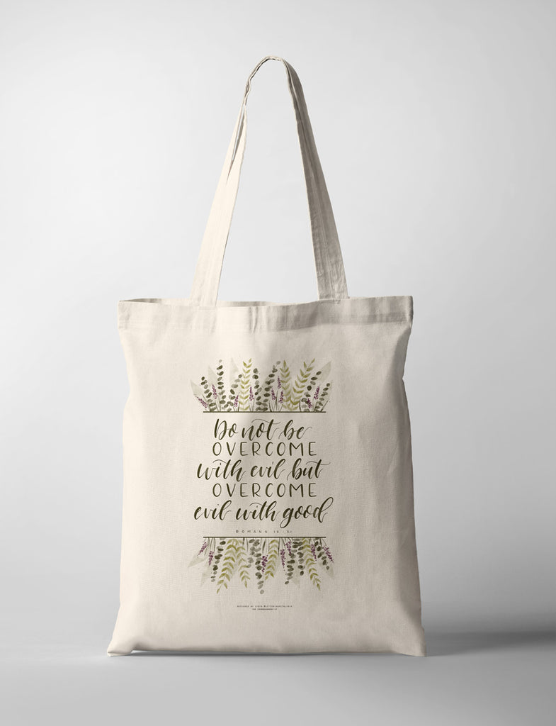 Do Not Be Overcome {Tote Bag} - tote bag by Lettering with Lydia, The Commandment Co