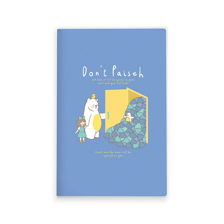 Don't Paiseh A5 Christian notebook front cover with playful illustrated design.