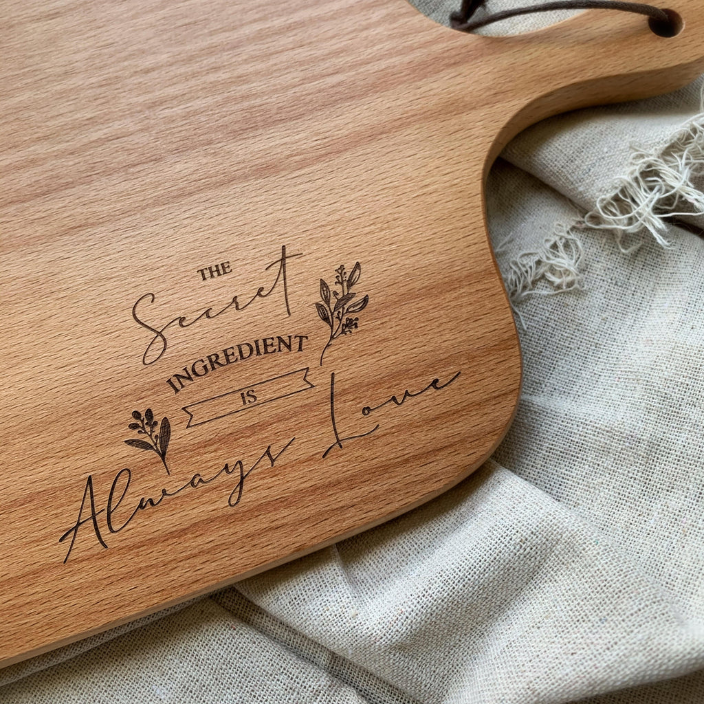 Secret Ingredient is Always Love | Wooden Serving Board - cutting board by Thycupbearer, The Commandment Co , Singapore Christian gifts shop