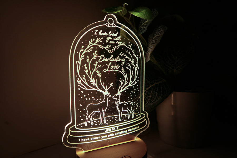 Everlasting Love Christian night light styled for bedroom decor