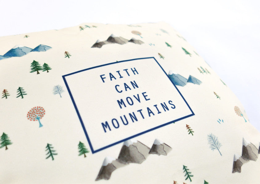 Faith Can Move Mountains {Cushion Cover} - Cushion Covers by The Commandment, The Commandment Co , Singapore Christian gifts shop