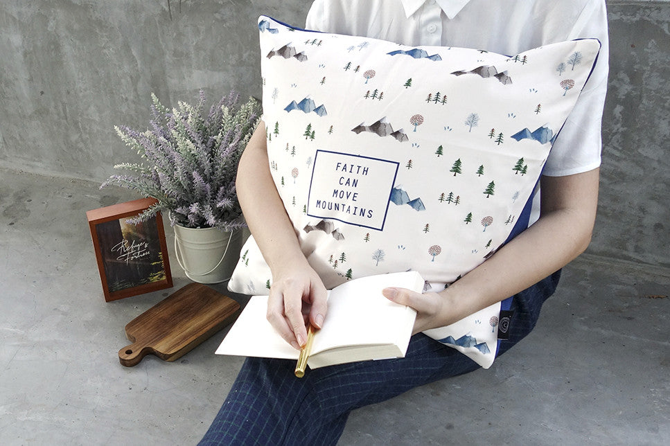 Faith Can Move Mountains {Cushion Cover} - Cushion Covers by The Commandment, The Commandment Co , Singapore Christian gifts shop