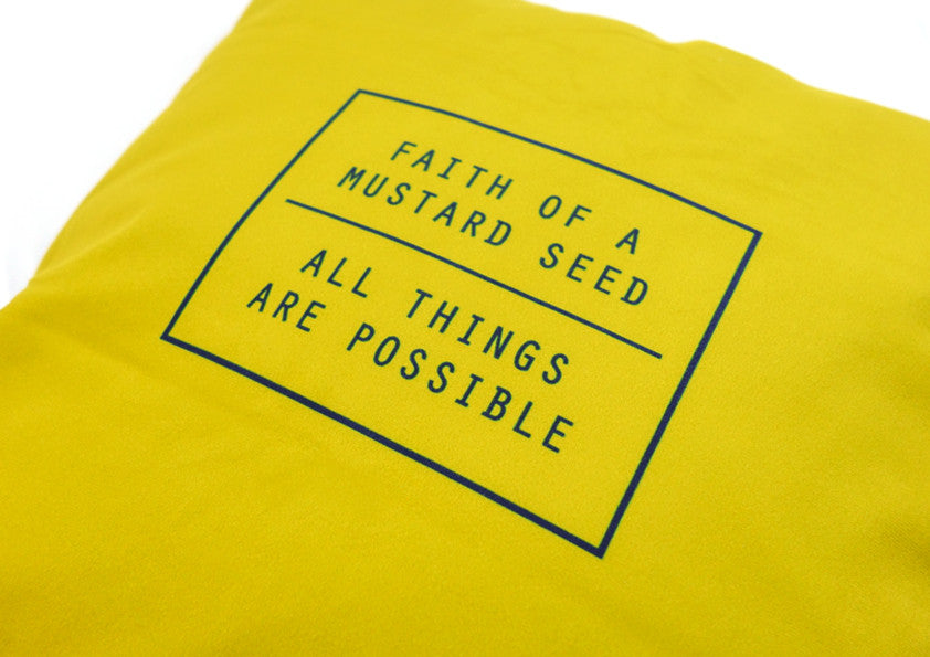 Faith of a mustard seed . All things are possible {Cushion Cover} - Cushion Covers by The Commandment, The Commandment Co , Singapore Christian gifts shop