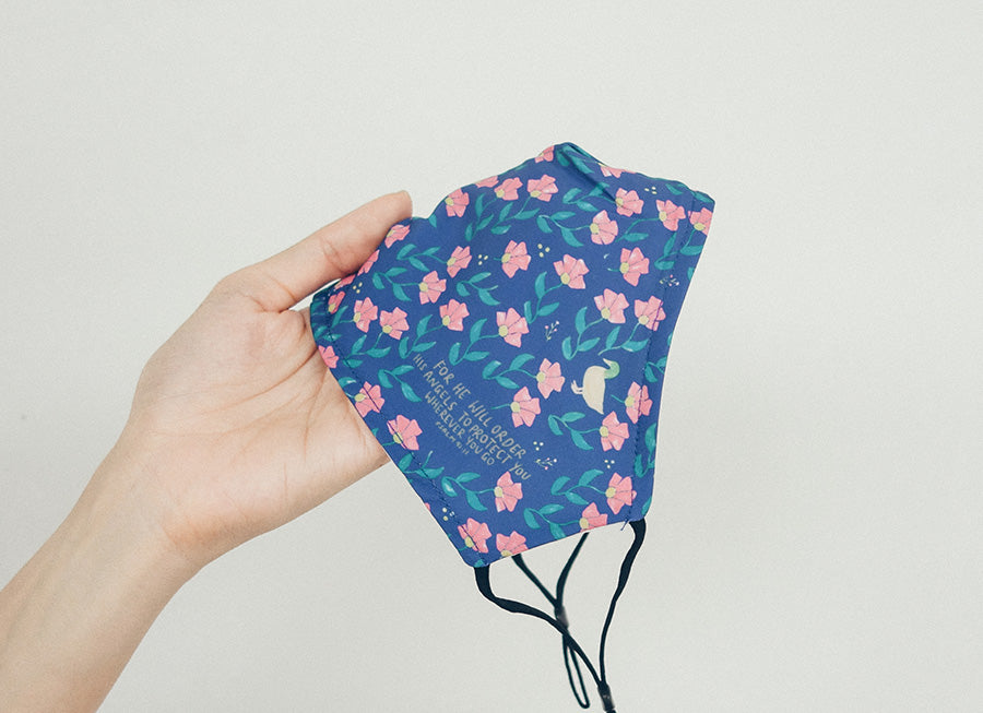 Rabbit And Duck Garden - He Will Order His Angels {Face Mask} - Face Mask by The Commandment Co, The Commandment Co , Singapore Christian gifts shop