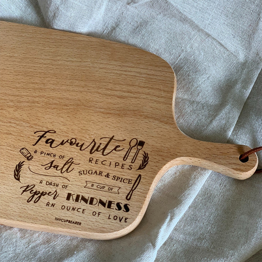 Favourite Recipe | Wooden Serving Board - cutting board by Thycupbearer, The Commandment Co , Singapore Christian gifts shop