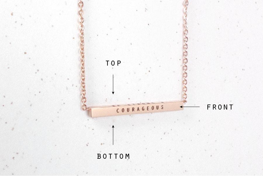 Bar Necklace Engraving Customisation Orientation