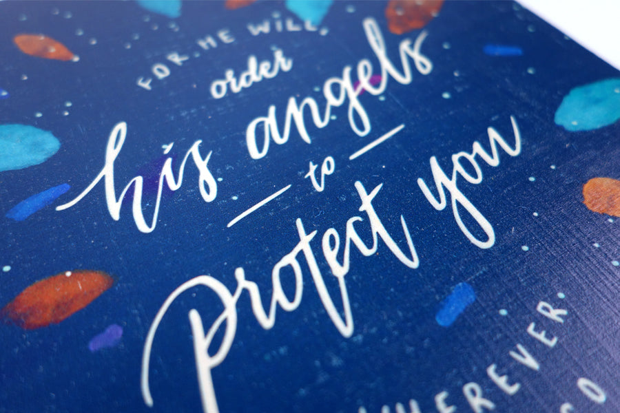 Angels Protect - Blue {Wood Board} - Wood Board by Timber+Shepherd, The Commandment Co , Singapore Christian gifts shop