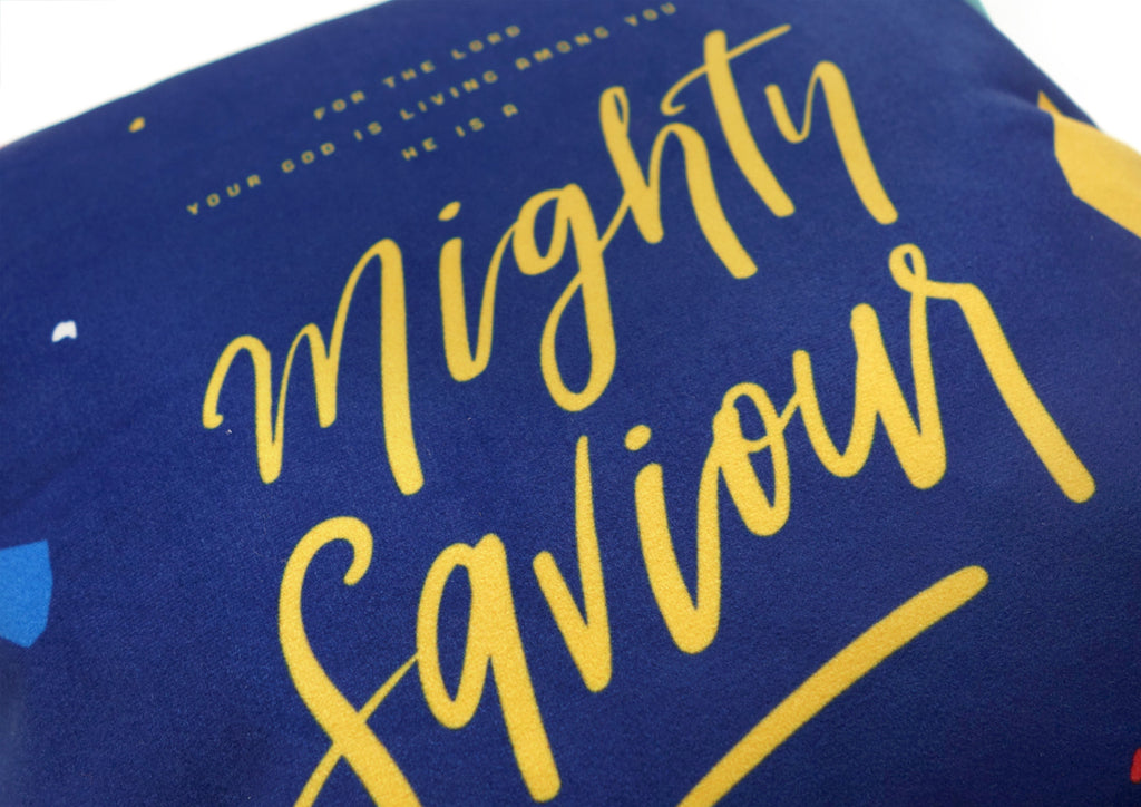 He Is A Mighty Saviour {Cushion Cover} - Cushion Covers by The Commandment Co, The Commandment Co , Singapore Christian gifts shop