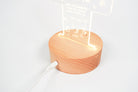 USB cable connection for a wooden LED night light