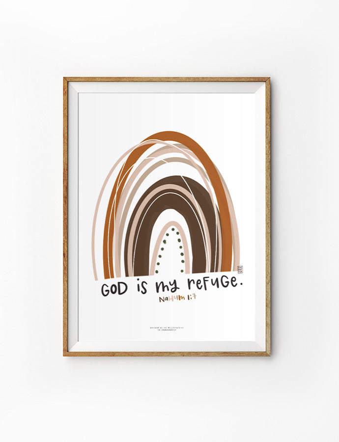 God Is My Refuge {Poster} - Posters by Illustrateivy, The Commandment Co , Singapore Christian gifts shop