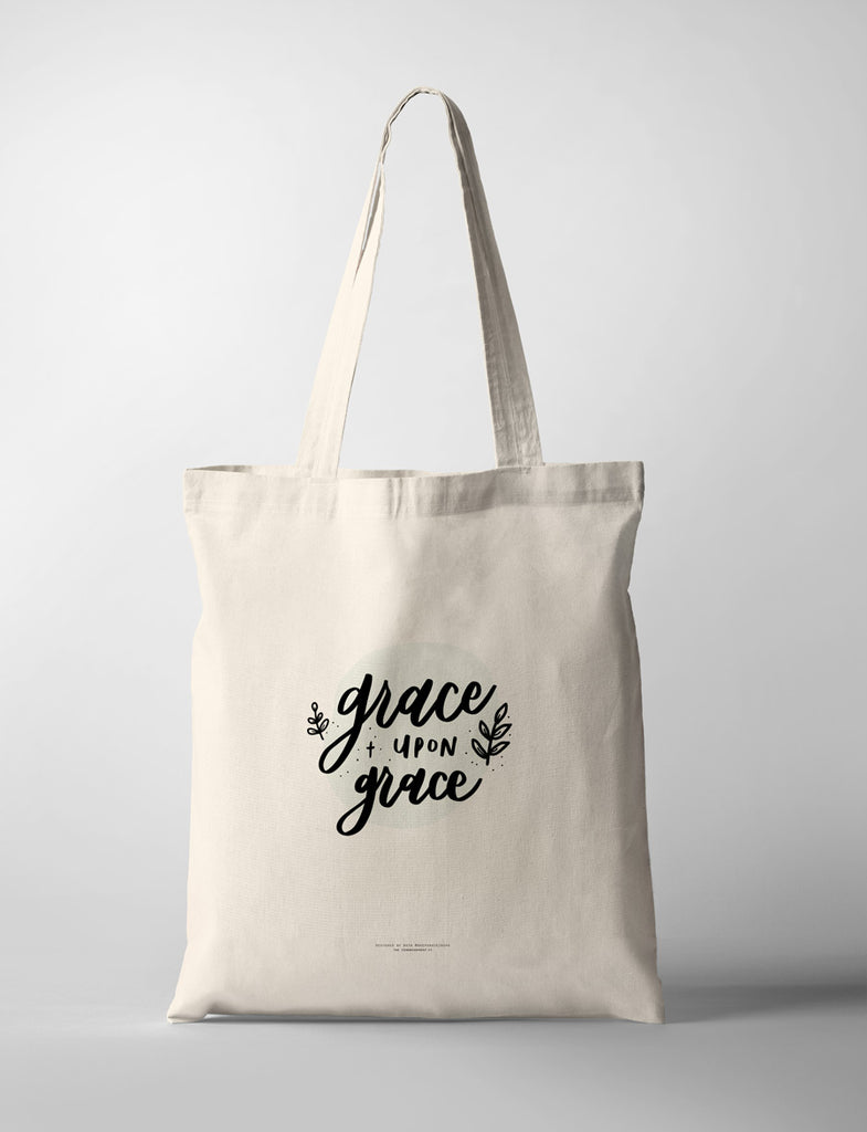 Grace upon grace tote bag print on demand by singapore local chrisitan gift store