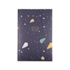 Great Is Your Faithfulness A5 Christian notebook front cover with blue terrazzo-style design.