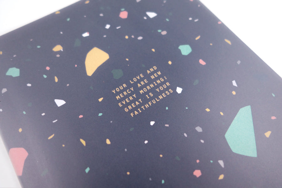 Close-up of the Great Is Your Faithfulness A5 Christian notebook cover.