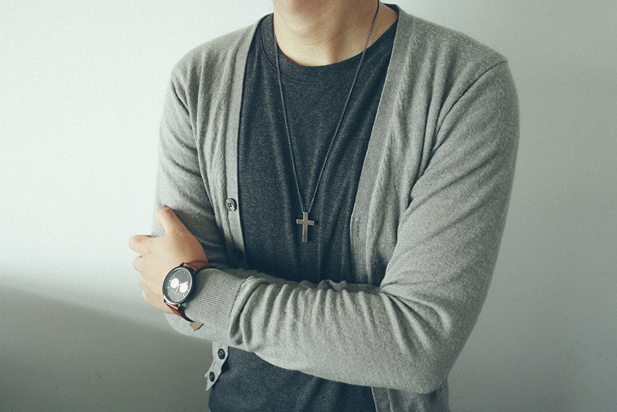 Gunmetal Cross Necklace Christian cross pendant