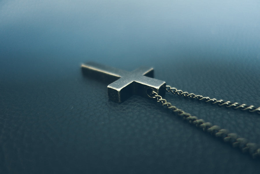 Gunmetal Cross Necklace Christian gift for men
