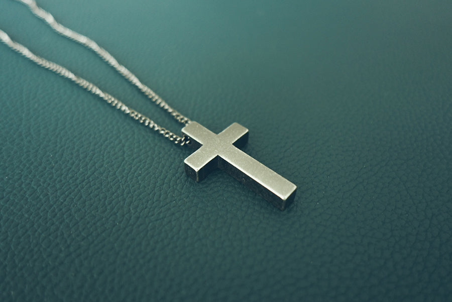 Military-inspired Gunmetal Cross Necklace