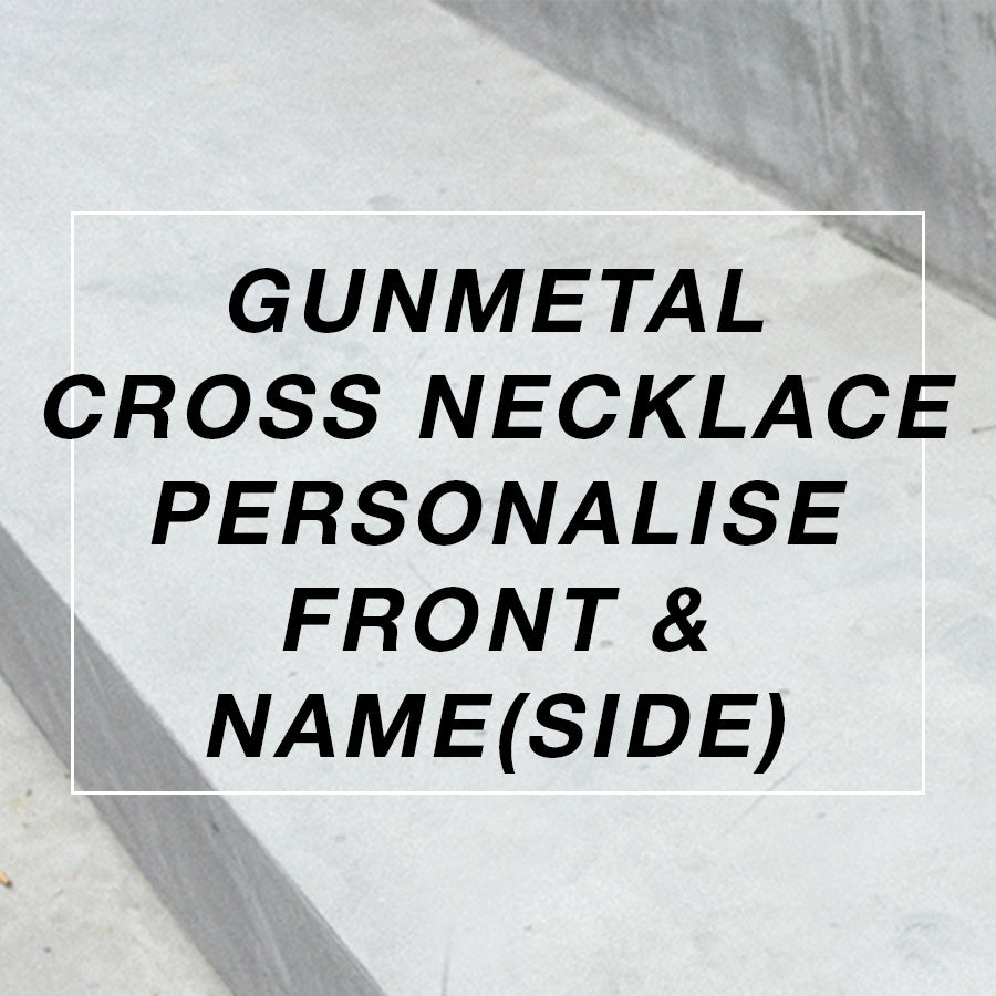 Personalise Gunmetal Gross Necklace Front and Side - by The Commandment Co, The Commandment Co , Singapore Christian gifts shop