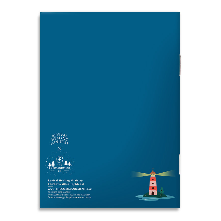 Back view of the He Cares For You A6 Christian notebook.