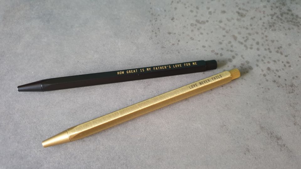 Hexagon Click Brass Ballpoint Pen {Brass Pen} - Brass Pen by The Commandment, The Commandment Co , Singapore Christian gifts shop