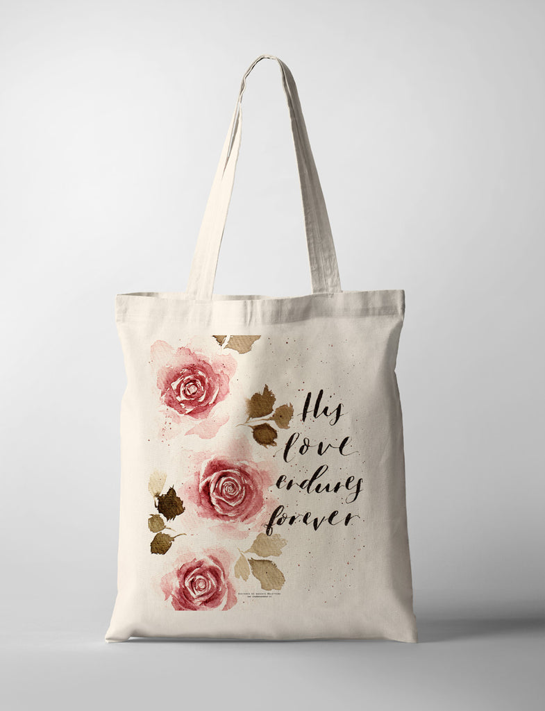 His Love Endures Forever {Tote Bag} - tote bag by QLetters, The Commandment Co , Singapore Christian gifts shop