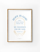 Hope In God Christianity art poster design as home deco a3 poster in white background and blue wordings psalm 42:5 commandment co singapore christian book store