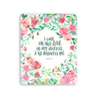 motivational bible verse ‘I call on the Lord and he answers me’ on white background with roses details digitally printed on 16cmx20cm quality pine wood.