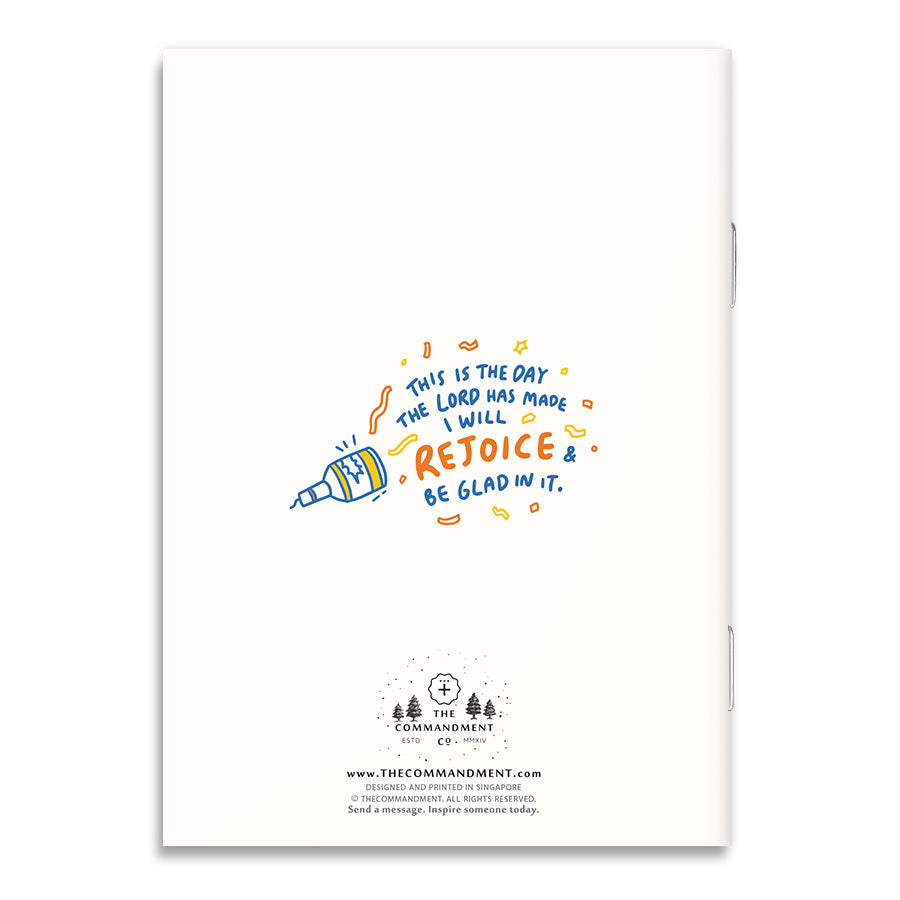 Back view of the I Can Do All Things Through Christ A6 Christian notebook.