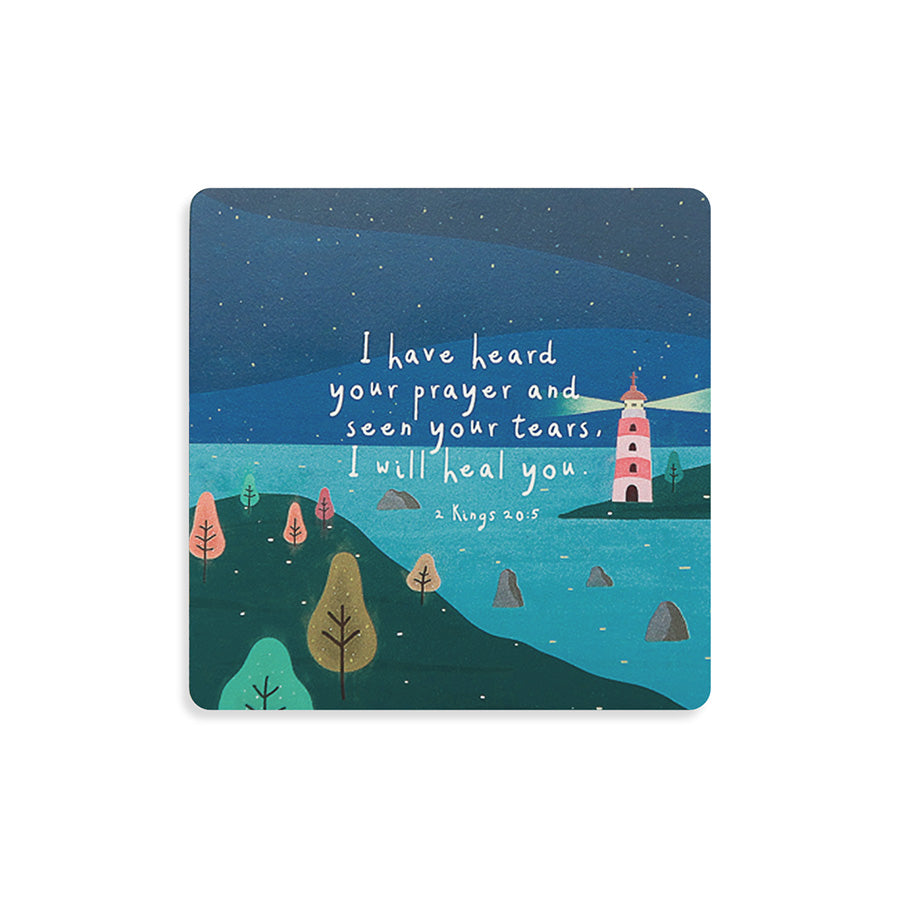 I Have Heard Your Prayer Christian wooden coaster inspired by 2 Kings 20:5.