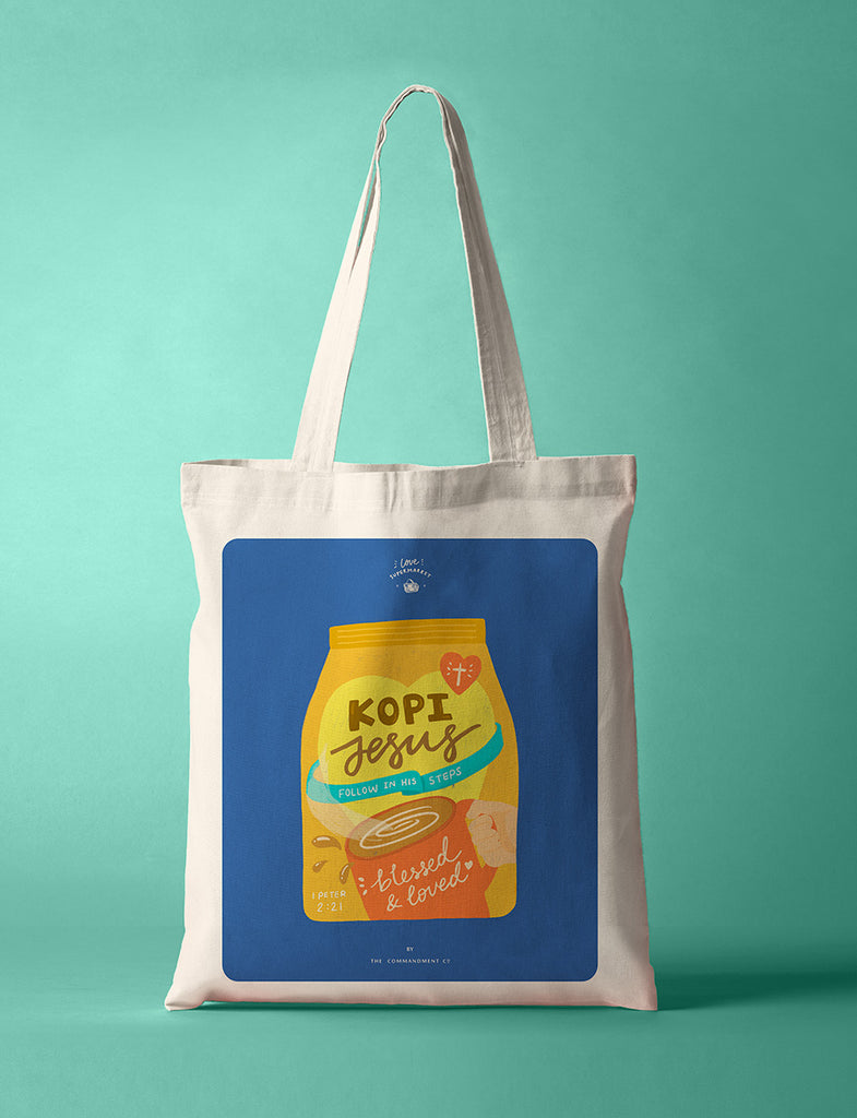 Kopi Jesus Coffee {Tote Bag} - tote bag by The Commandment, The Commandment Co , Singapore Christian gifts shop