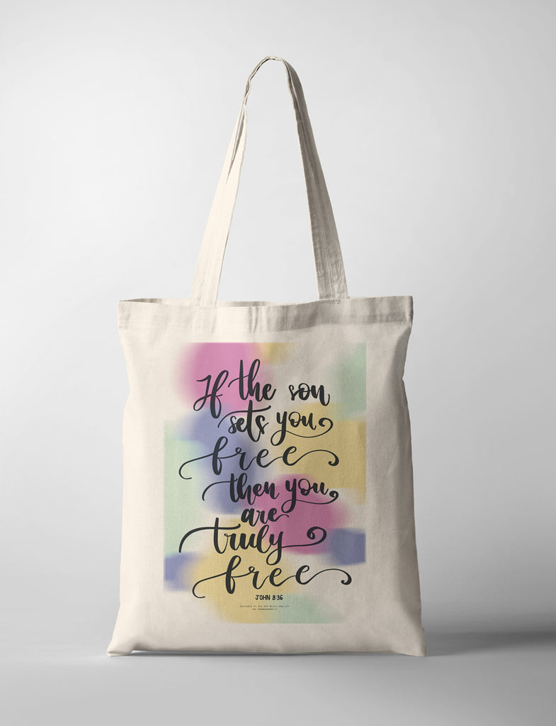 colorful christian bible verse tote bag outfit design