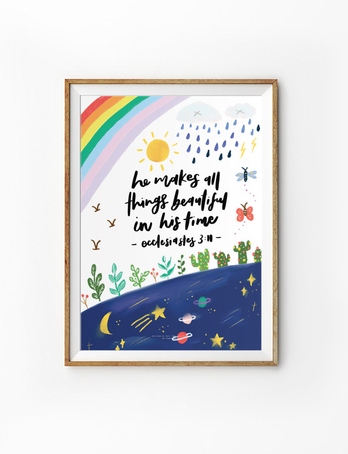 In His Time Christian poster by Ruth @deepgraceinspo inspired by Ecclesiastes 3:11.