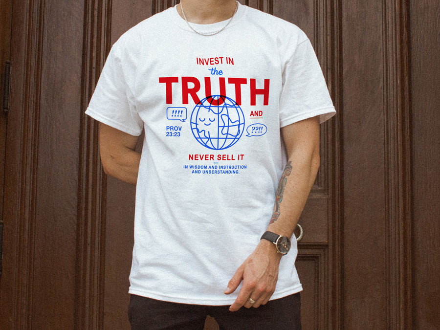Invest In The Truth Proverbs 23:23 Christian T-shirt, alternate design view.
