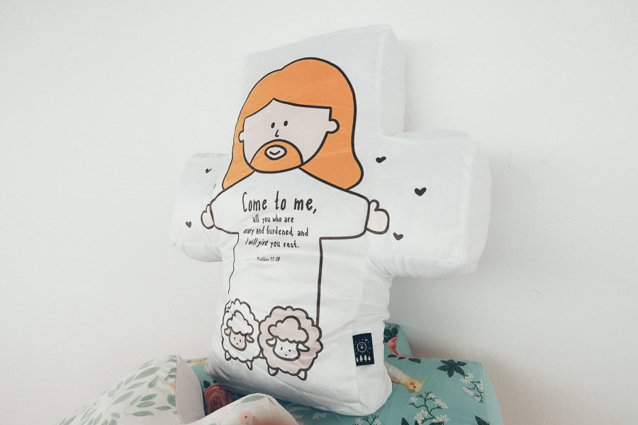 Jesus and Me Christian cross plush toy with Scripture design