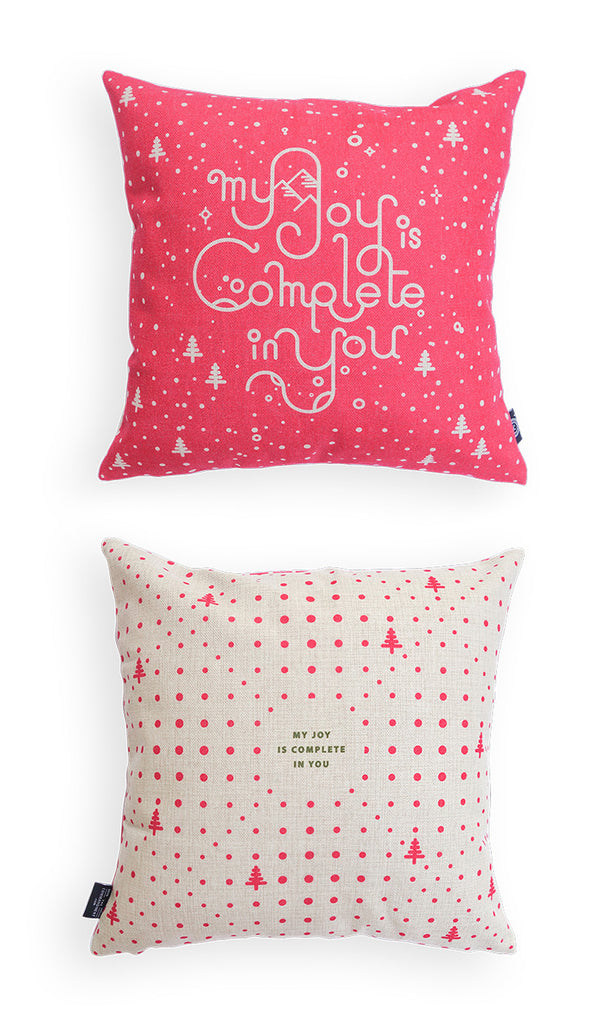 Comparison between front and back logo of cushion cover. Cushion covers can brighten up a room and sends positive messages throughout the day. Get one today! 